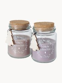 Duftkerzen Berry (Vanille & Zimt), 2er-Set, Behälter: Glas, Deckel: Kork, Lavendel, B 9 x H 11 cm