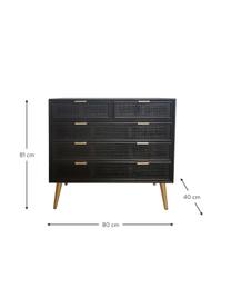 Dřevěná komoda Cayetana, Černá, Š 80 cm, V 81 cm