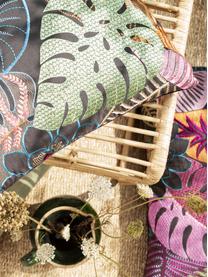 Geborduurde kussenhoes Manasha met bladerenmotief, Multicolour, antraciet, B 40 x L 40 cm