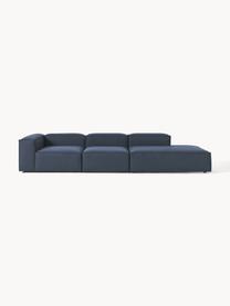 Chaise longue XL componibile Lennon, Rivestimento: 100% poliestere Con 115.0, Struttura: legno di pino massiccio, , Piedini: plastica Questo prodotto , Tessuto blu scuro, Larg. 357 x Prof. 119 cm, schienale a sinistra