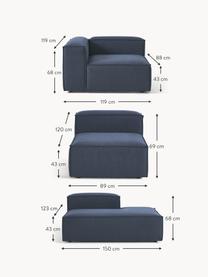 Chaise loungue XL componibile Lennon, Rivestimento: 100% poliestere Con 115.0, Struttura: legno di pino massiccio, , Piedini: plastica Questo prodotto , Tessuto blu scuro, Larg. 357 x Prof. 119 cm, schienale a destra