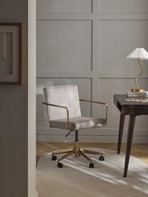 Chaise de bureau en velours avec accoudoirs Kashya, hauteur réglable, Velours beige, larg. 57 x prof. 56 cm