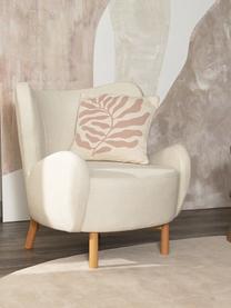 Fauteuil à oreilles blanc crème Kalia, Tissu blanc crème, larg. 78 x prof. 80 cm