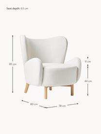 Poltroncina con braccioli in tessuto bianco crema Kalia, Rivestimento: 100% poliestere Il rivest, Gambe: legno di faggio, Struttura: metallo, Tessuto bianco crema, Larg. 78 x Prof. 80 cm