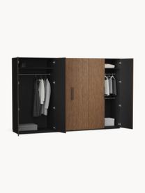 Modularer Drehtürenschrank Simone, 300 cm Breite, mehrere Varianten, Korpus: Spanplatte, melaminbeschi, Walnussholz-Optik, Schwarz, Classic Interior, B 300 x H 236 cm