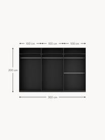 Armoire modulaire à portes battantes Simone, larg. 300 cm, plusieurs variantes, Aspect bois de noyer, noir, Basic Interior, larg. 300 x haut. 236 cm