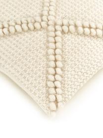 Kussenhoes Janina van wol met decoratieve versiering, Beige, B 45 x L 45 cm