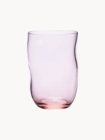 Handgefertigte Wassergläser Squeeze in organischer Form, 6 Stück, Glas, Rosa, Ø 7 x H 10 cm, 250 ml