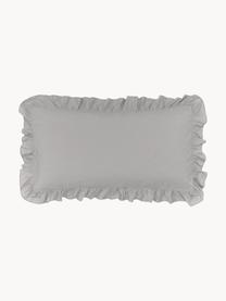 Funda de almohada de algodón con volantes Florence, Gris, An 45 x L 85 cm