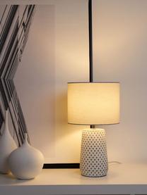 Tafellamp Pretty Purity, Lampenkap: stof, Lampvoet: beton, Wit, grijs, Ø 21 x H 37 cm