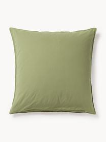 Taie d'oreiller en percale de coton Debbie, Vert olive, larg. 50 x long. 70 cm