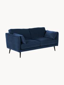 Fluwelen bank Paola (2-zits) met houten poten, Bekleding: fluweel (polyester) Met 1, Frame: massief vurenhout, spaanp, Poten: gelakt vurenhout, FSC-gec, Fluweel blauw, B 179 x D 95 cm