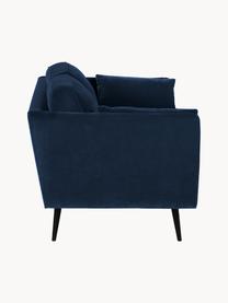 Fluwelen bank Paola (2-zits) met houten poten, Bekleding: fluweel (polyester) Met 1, Frame: massief vurenhout, spaanp, Poten: gelakt vurenhout, FSC-gec, Fluweel blauw, B 179 x D 95 cm