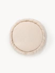 Coussin d'assise rond en fourrure synthétique lisse Mathilde, Beige clair, Ø 37 cm