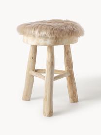 Okrągła poduszka na krzesło ze sztucznego futra Mathilde, Jasny beżowy, Ø 37 cm