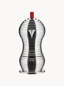 Espresso maker Pulcina, Handvatten: polyamide, Zilverkleurig, rood, B 20 x H 26 cm, voor 6 kopjes