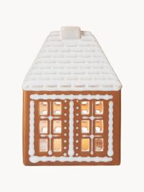 Maison lumineuse artisanale Gingerbread, Grès cérame, Brun, blanc, larg. 9 x haut. 12 cm