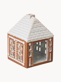 Ručně vyrobená lucerna Gingerbread, Kamenina, Hnědá, bílá, Ø 9 cm, V 12 cm