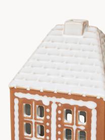 Maison lumineuse artisanale Gingerbread, Grès cérame, Brun, blanc, larg. 9 x haut. 12 cm