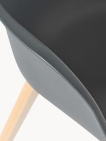 Kunststoff-Armlehnstuhl Claire mit Holzbeinen, Sitzschale: Kunststoff, Beine: Buchenholz, Anthrazit, Buchenholz, B 60 x T 54 cm