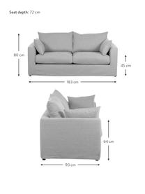 Sofa Zach (2-Sitzer) in Grau, Bezug: Polypropylen Der hochwert, Webstoff Grau, B 183 x T 90 cm