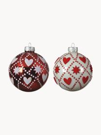 Set palline di Natale Karo 4 pz, Rosso, bianco latte, Ø 8 cm