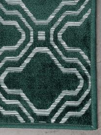 Tappeto con effetto a rilievo verde scuro Feike, Retro: retro in gomma sintetica, Verde, Larg. 160 x Lung. 230 cm (taglia M)