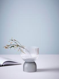 Vaso/portalumino decorativo in vetro rigato Kate, Vetro, Trasparente, grigio, Ø 16 x Alt. 21 cm