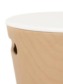 Taburete / Mesa auxiliar Woodrow, con espacio de almacenamiento, Madera pintada, Madera, blanco, Ø 41 x Al 42 cm