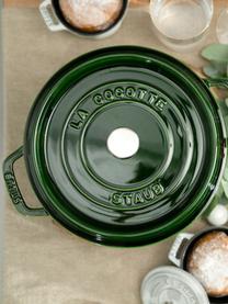 Cocotte ronde en fonte La Cocotte, Fonte, émaillée, Vert foncé, argenté, Ø 24 x haut. 15 cm, 3,8 L