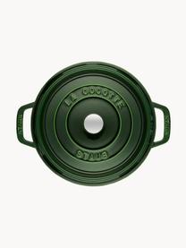 Cocotte ronde en fonte La Cocotte, Fonte, émaillée, Vert foncé, argenté, Ø 24 x haut. 15 cm, 3,8 L