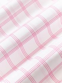 Taie d'oreiller réversible en coton à carreaux Enna, Blanc, rose, larg. 50 x long. 70 cm
