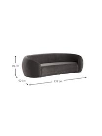 Designer Samt-Sofa Austin (3-Sitzer) in Grau, Bezug: 89% Baumwolle, 11% Polyes, Gestell: Kiefernholz, Grau, B 232 x T 92 cm