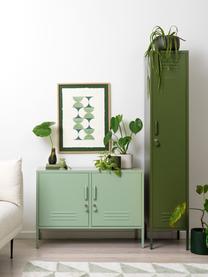 Credenza in metallo Lowdown, Acciaio verniciato a polvere, Verde salvia, Larg. 100 x Alt. 72 cm