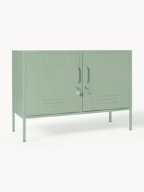 Credenza in metallo Lowdown, Acciaio verniciato a polvere, Verde salvia, Larg. 100 x Alt. 72 cm