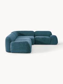 Modulares Ecksofa Wolke (4-Sitzer) aus Teddy-Bouclé, Bezug: Teddy-Bouclé (100 % Polye, Füße: Kunststoff Dieses Produkt, Teddy-Bouclé Petrol, B 349 x T 262 cm