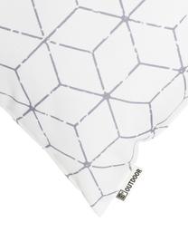 Outdoor kussen Cube met grafisch patroon in grijs/wit, met vulling, 100% polyester, Wit, grijs, 47 x 47 cm