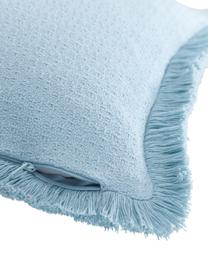 Funda de cojín de algodón con flecos Libi, 100% algodón, Azul, An 40 x L 40 cm