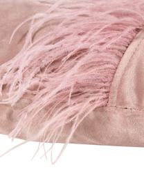 Housse de coussin 40x40 velours rose avec plumes Ostrich, Rose