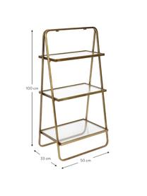 Glazen ladderrek Goddess met antieke afwerking, Frame: gepoedercoat metaal, Plateaus: glas, Messingkleurig met antieke afwerking, B 50 cm x H 100 cm