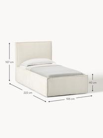 Letto singolo in velluto a coste con vano contenitore Dream, Rivestimento: velluto a coste (92% poli, Velluto a coste bianco latte, Larg. 90 x Lung. 200 cm