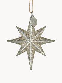 Handgemaakte kerstboomhangers Serafina Star H 8 cm, 2 stuks, Goudkleurig, B 7 x H 8 cm