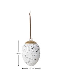 Œuf de Pâques à suspendre Spotty, 2 pièces, Céramique, Blanc, noir, couleur dorée, Ø 8 cm x haut. 14 cm