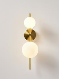 Grote wandlamp Nebo, Lampenkap: glas, Goudkleurig, B 13 x H 45 cm