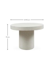 Table de jardin ronde Barbera, Ø 110 cm, Ardoise, métal, enduit, Blanc, Ø 110 x haut. 75 cm