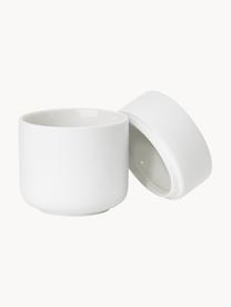 Boîte de rangement en grès cérame Ume, Grès cérame recouvert d'une surface douce au toucher (plastique), Blanc, Ø 8 x haut. 10 cm