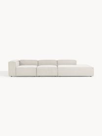 Chaise longue componibile XL in bouclé Lennon, Rivestimento: bouclé (100% poliestere) , Struttura: legno di pino massiccio, , Piedini: plastica Questo prodotto , Bouclè bianco latte, Larg. 357 x Prof. 119 cm, schienale a sinistra