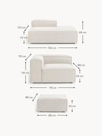 Chaise longue componibile XL in bouclé Lennon, Rivestimento: bouclé (100% poliestere) , Struttura: legno di pino massiccio, , Piedini: plastica Questo prodotto , Bouclè bianco latte, Larg. 357 x Prof. 119 cm, schienale a sinistra