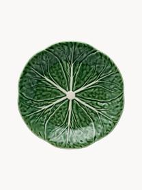 Platos postre artesanales Cabbage, 2 uds., Cerámica de gres, Verde oscuro, Ø 19 cm