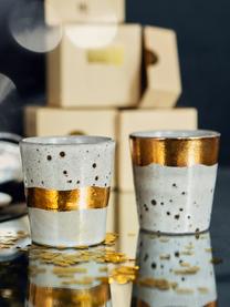 Ručně vyrobený pohárek 70's, Kamenina, Bílá, zlatá, Ø 8 cm, V 8 cm, 180 ml
